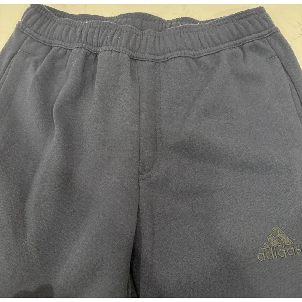 Adidas Tapered Sweatpants Fleece Lined Navy Blue Men's Size Small Zip at Ankle